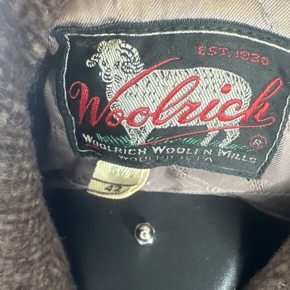 Vintage Woolrich Men's Men's Tweed Wool Lined 1950-60 Outdoor Overcoat Size 42 - Picture 10 of 16